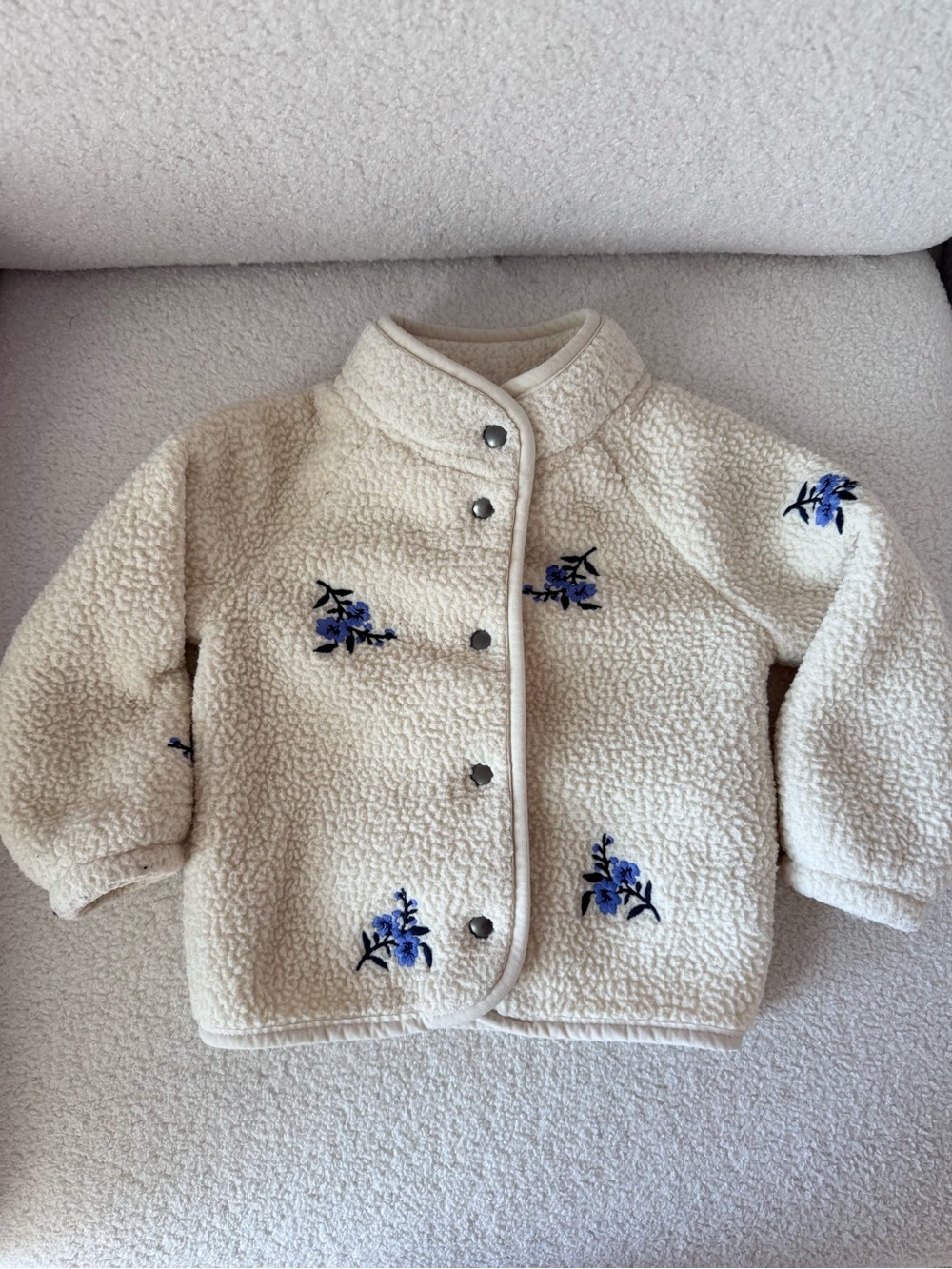 Old Navy Sherpa Jacket with Blue Floral Embroidery
